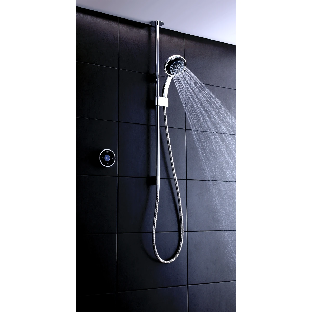 Mira Platinum Ceiling Fed Digital Shower Mixer High Pressure Chrome And Black 1.1666.001 3 Mira Platinum Ceiling Fed Digital Shower Mixer High Pressure Chrome And Black 1.1666.001 - Image 3