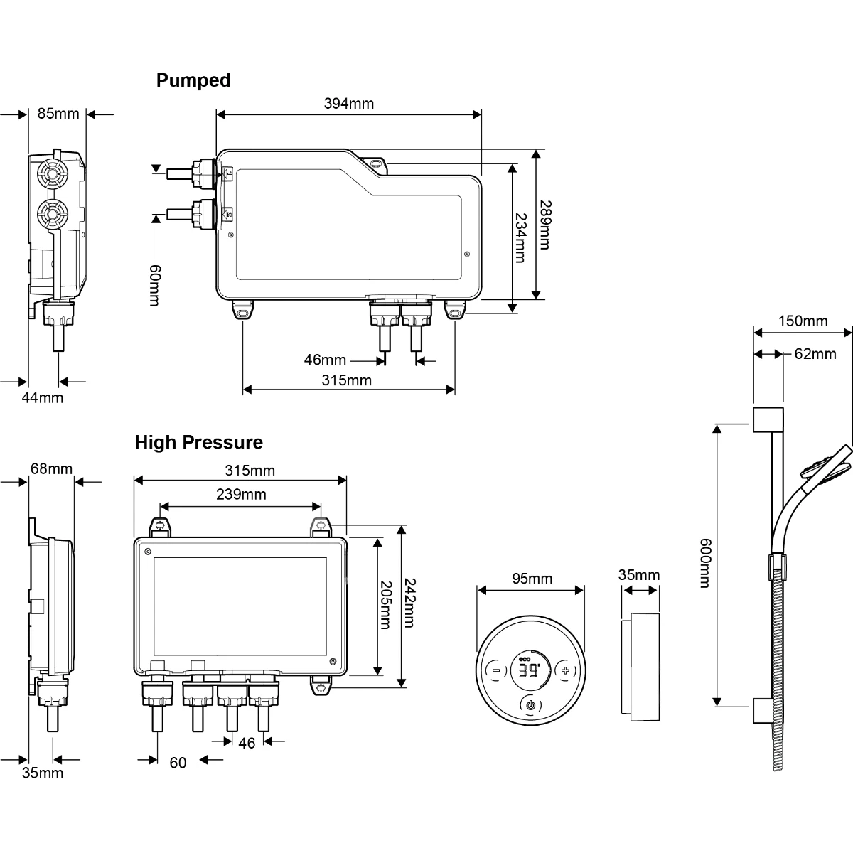 Mira Platinum Rear Fed Digital Shower Mixer High Pressure Chrome And Black 1.1666.200 5 Mira Platinum Rear Fed Digital Shower Mixer High Pressure Chrome And Black 1.1666.200 - Image 5