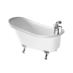 Iflo Herita Freestanding 2 Taphole Roll Top Slipper Bath In White 1500 X 750mm