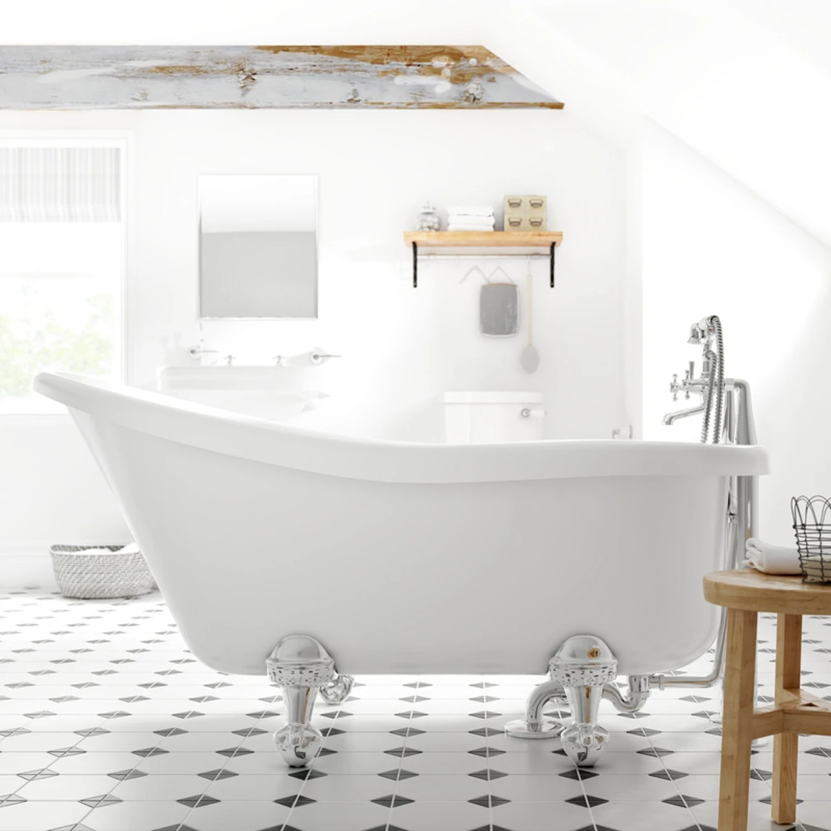 Iflo Herita Freestanding 2 Taphole Roll Top Slipper Bath In White 1500 X 750mm 2 Iflo Herita Freestanding 2 Taphole Roll Top Slipper Bath In White 1500 X 750mm - Image 2