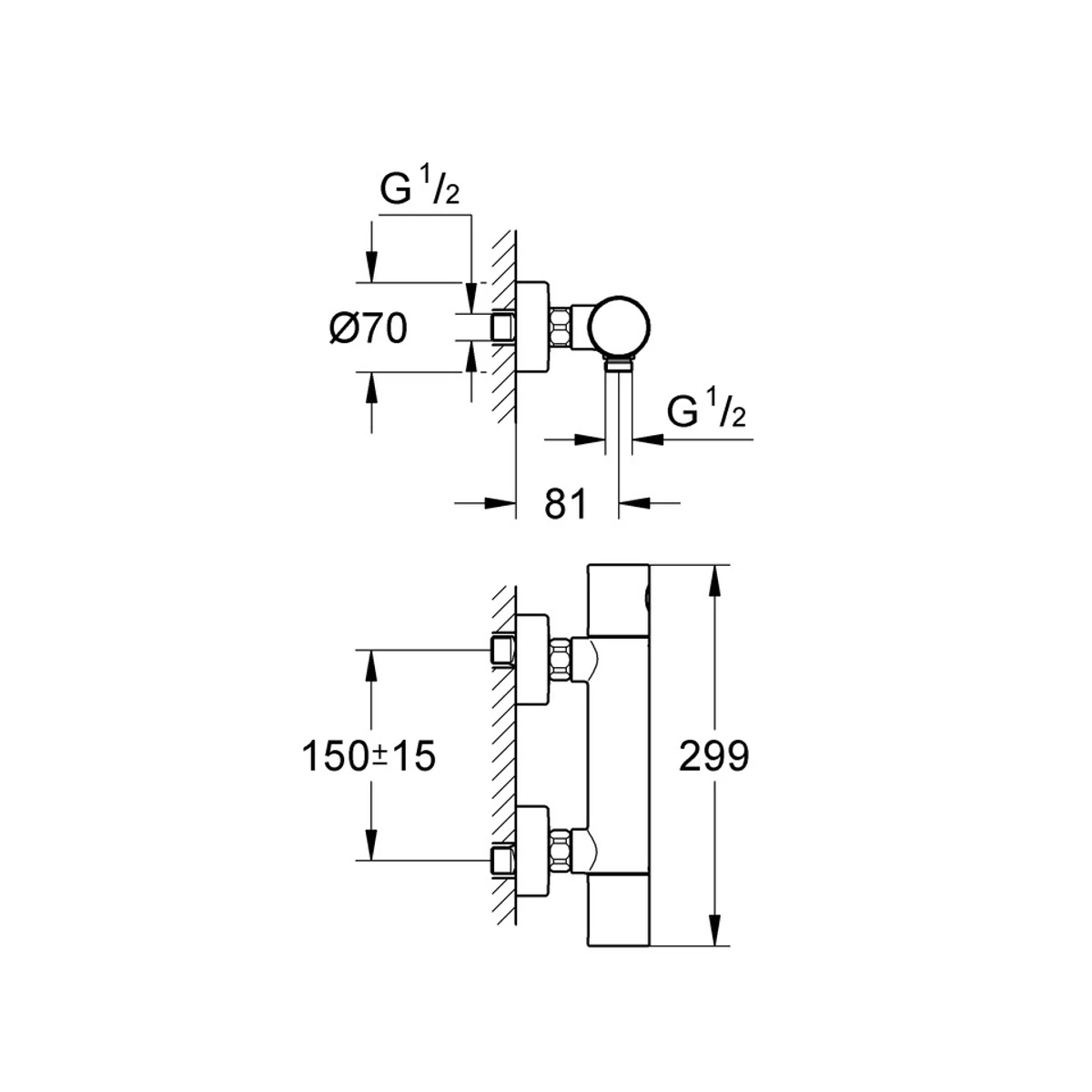 Grohe Grohtherm 1000 Cosmopolitan Thermostatic Shower Mixer 34437000 4 Grohe Grohtherm 1000 Cosmopolitan Thermostatic Shower Mixer 34437000 - Image 4