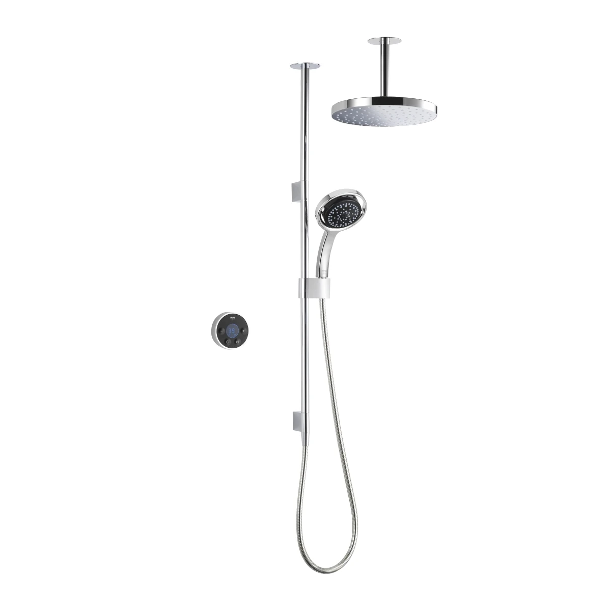 Mira Platinum Dual Ceiling Fed Digital Shower Mixer High Pressure Chrome And Black 1.1796.001 1 Mira Platinum Dual Ceiling Fed Digital Shower Mixer High Pressure Chrome And Black 1.1796.001