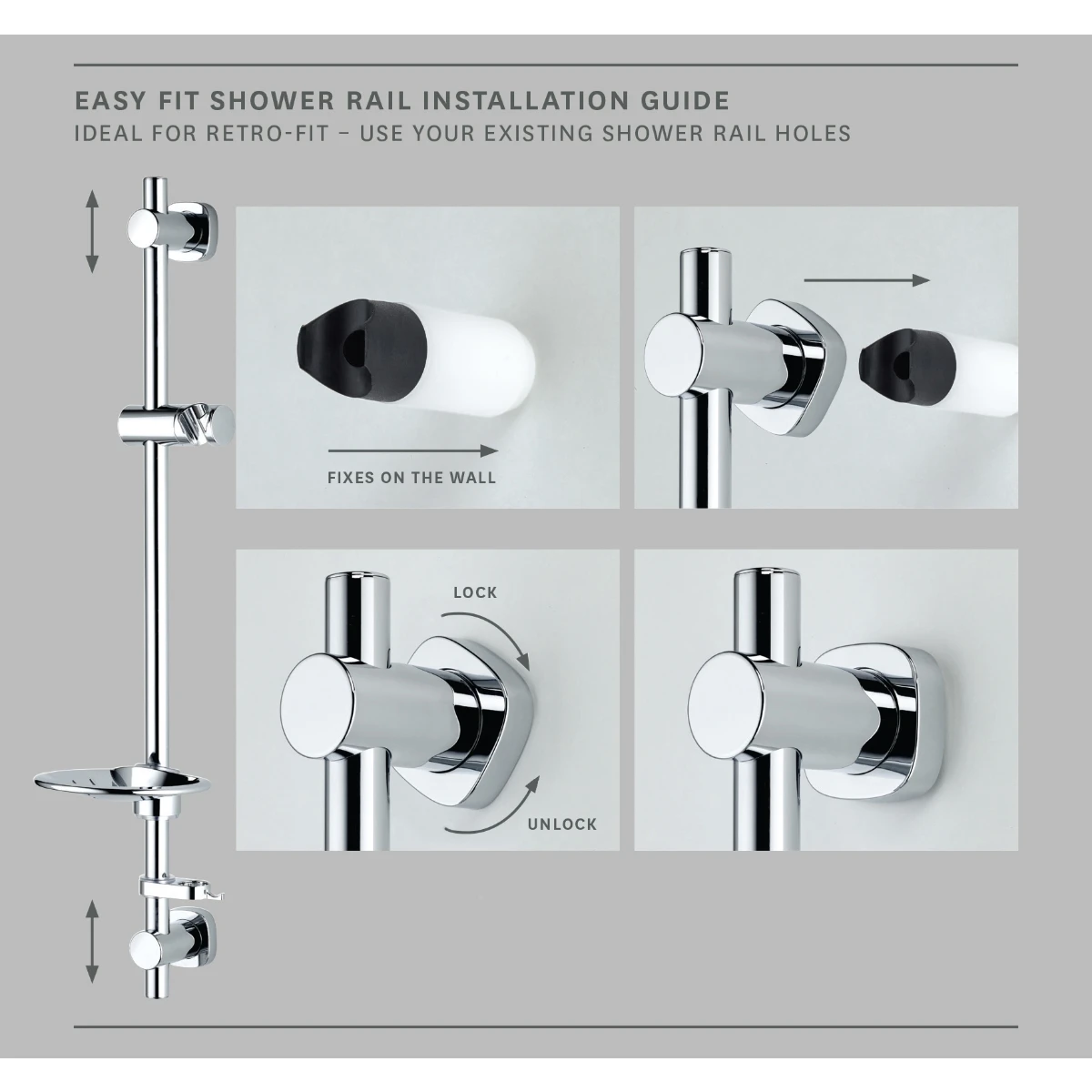 Methven Easy Fit Shower Rail Kit 2 Methven Easy Fit Shower Rail Kit - Image 2