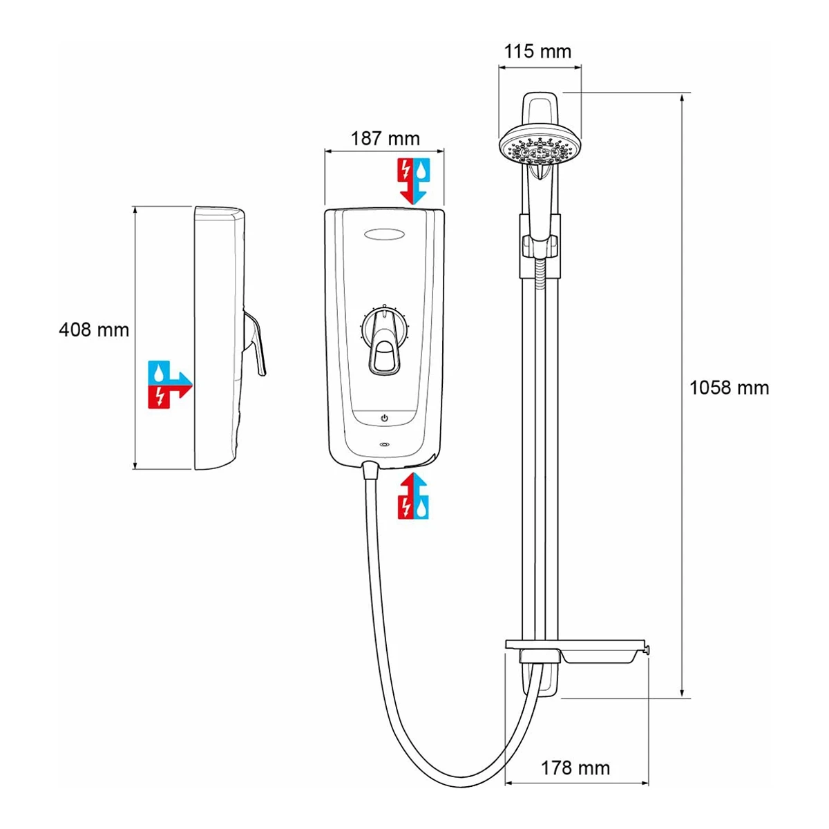 Mira Advance Flex Extra Thermostatic Shower White 8.7 KW 1.1785.005 2 Mira Advance Flex Extra Thermostatic Shower White 8.7 KW 1.1785.005 - Image 2