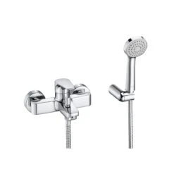 Roca Atlas Wall-mounted Bath-shower Mixer Tap With Handset, Hose And Bracket