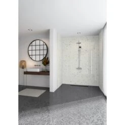 Mermaid Elite Gloss Quartzo Bianco Shower Wall Panel 2420 X 600mm