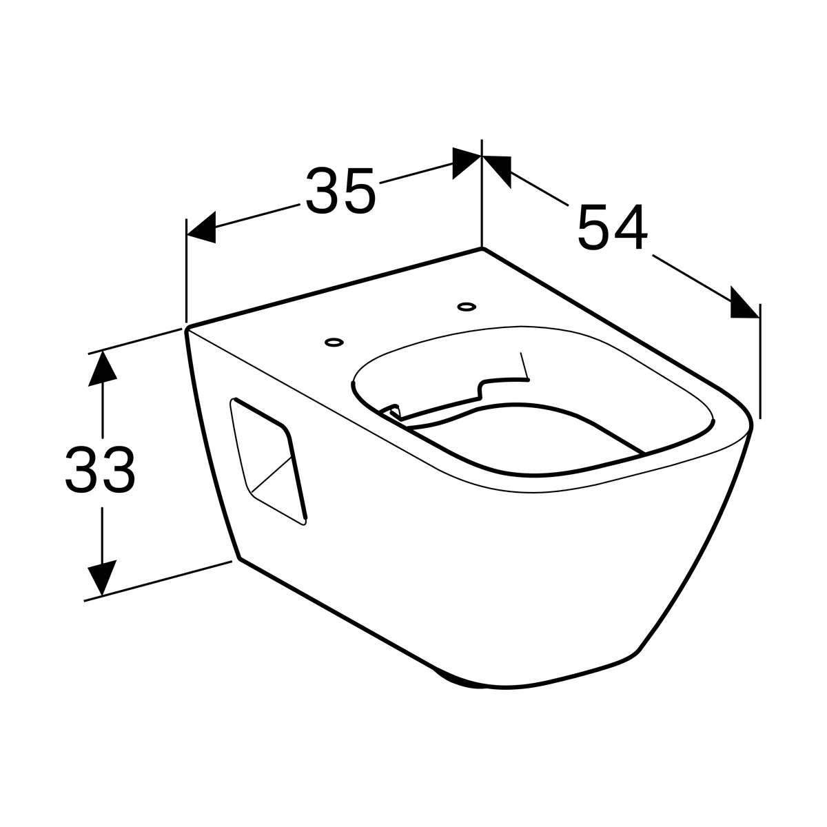 Geberit Selnova Square Wall Hung Toilet Horizontal Outlet Semi Shrouded Rimfree 2 Geberit Selnova Square Wall Hung Toilet Horizontal Outlet Semi Shrouded Rimfree - Image 2