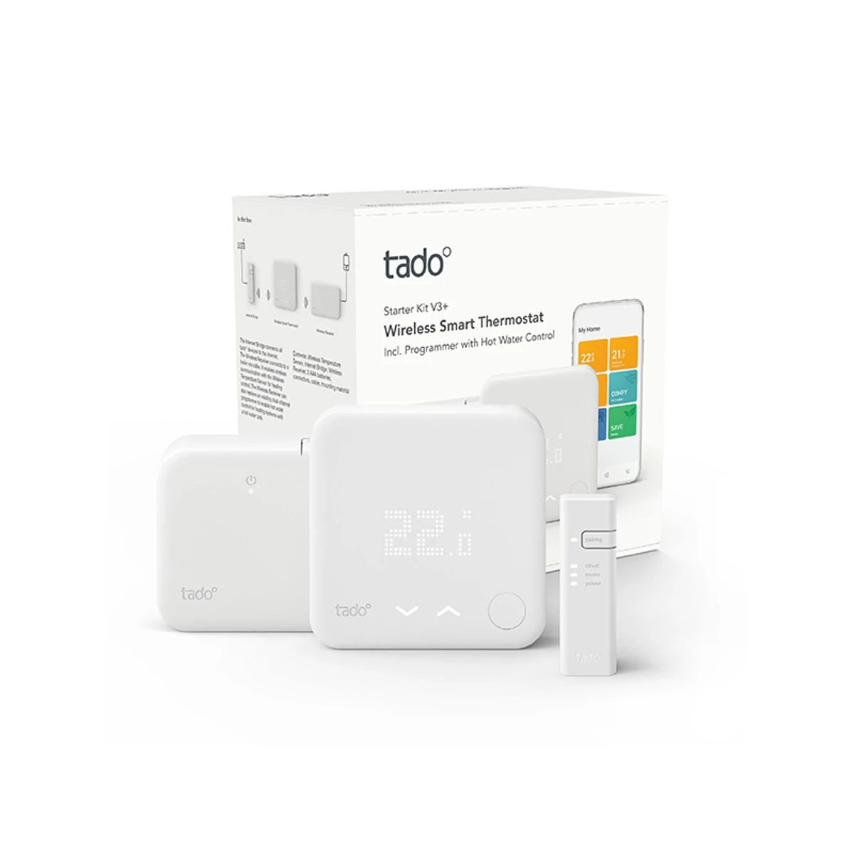 Tado Starter Kit: Wireless Smart Thermostat V3+ Incl. Programmer With Hot Water Control 1 Tado Starter Kit: Wireless Smart Thermostat V3+ Incl. Programmer With Hot Water Control
