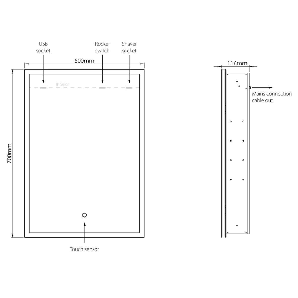 Sensio Eclipse 700x500 Recess Cab Black 5 Sensio Eclipse 700x500 Recess Cab Black - Image 5