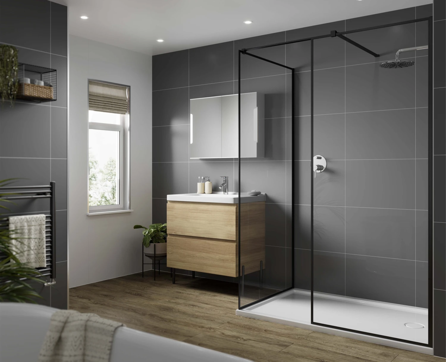 Multipanel Tile Effect Dust Grey Shower Wall Panel 2400 X 598mm 1 Multipanel Tile Effect Dust Grey Shower Wall Panel 2400 X 598mm