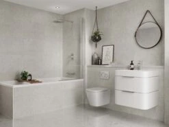 Multipanel Tile Effect White Mineral Shower Wall Panel 2400 X 598mm