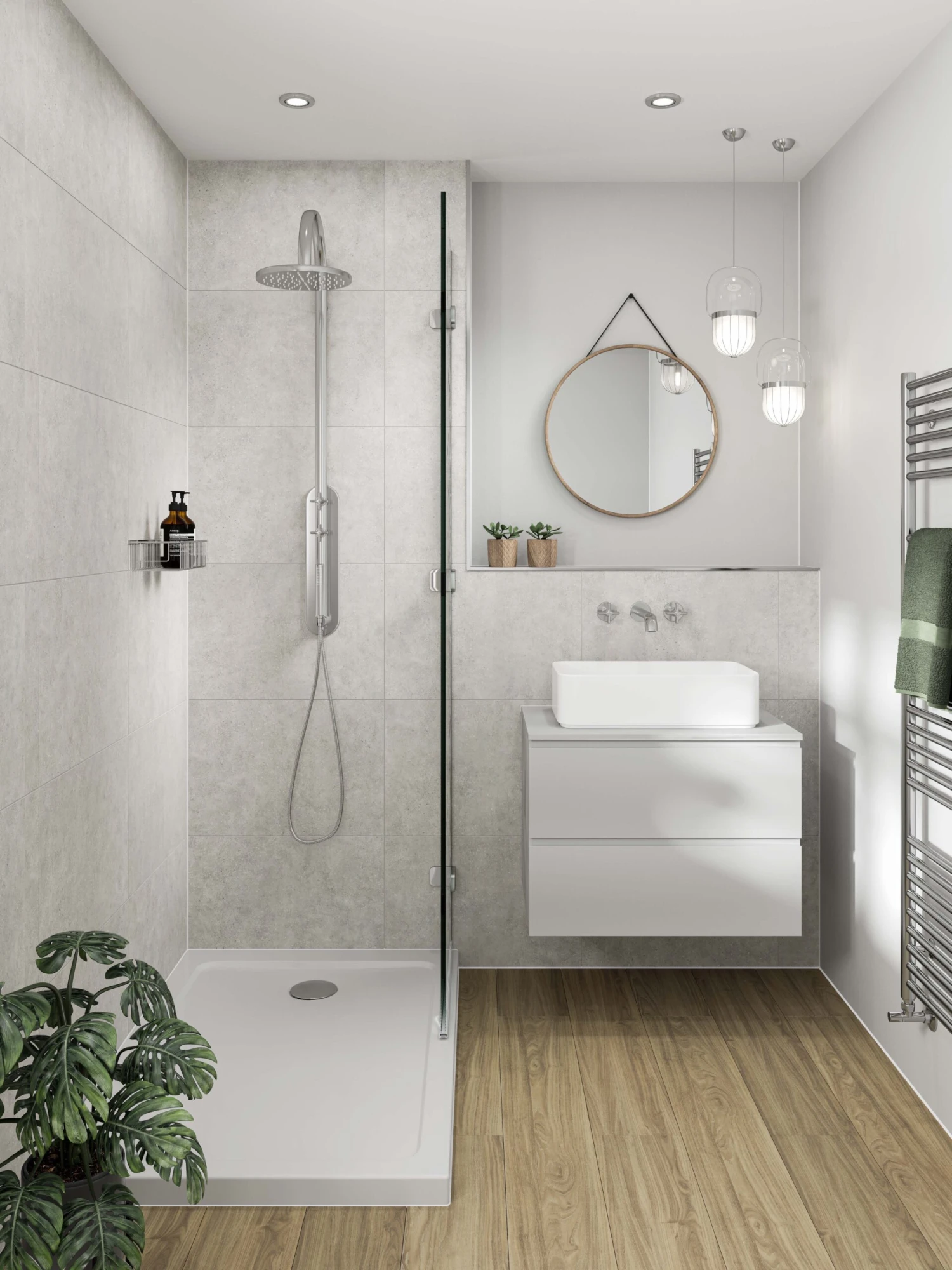 Multipanel Tile Effect White Mineral Shower Wall Panel 2400 X 598mm 3 Multipanel Tile Effect White Mineral Shower Wall Panel 2400 X 598mm - Image 3