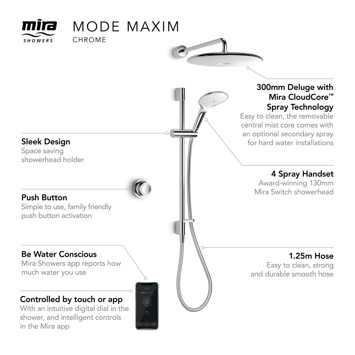 Mira Mode Digital Shower - Maxim High Pressure Rear Fed Shower 1.1980.013 6 Mira Mode Digital Shower - Maxim High Pressure Rear Fed Shower 1.1980.013 - Image 6
