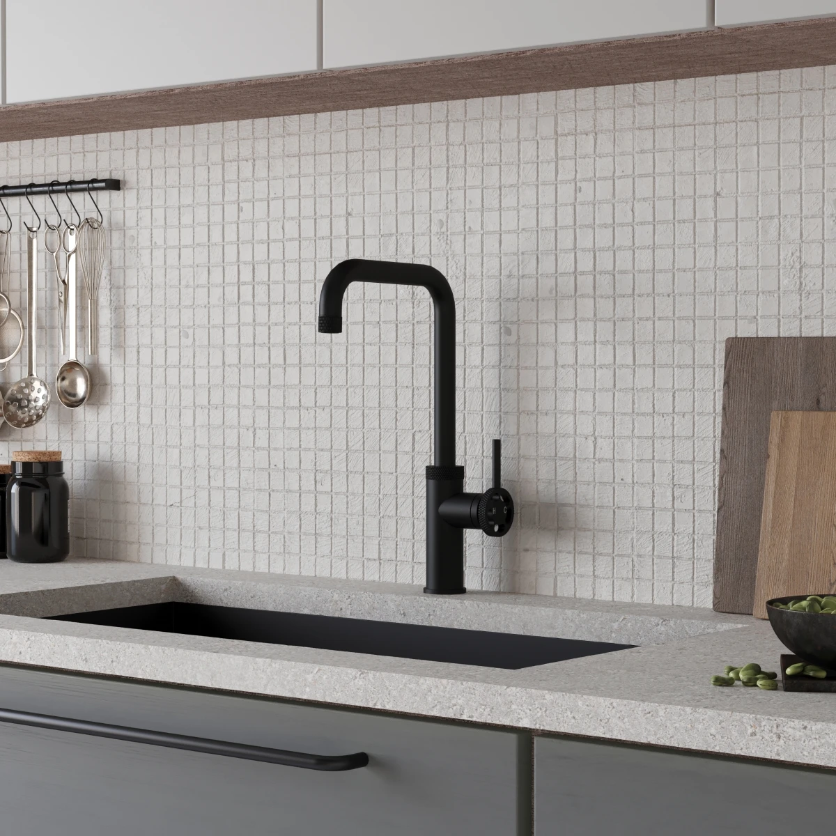 Ceki Industrial Style Kitchen Tap - Matt Black 2 Ceki Industrial Style Kitchen Tap - Matt Black - Image 2