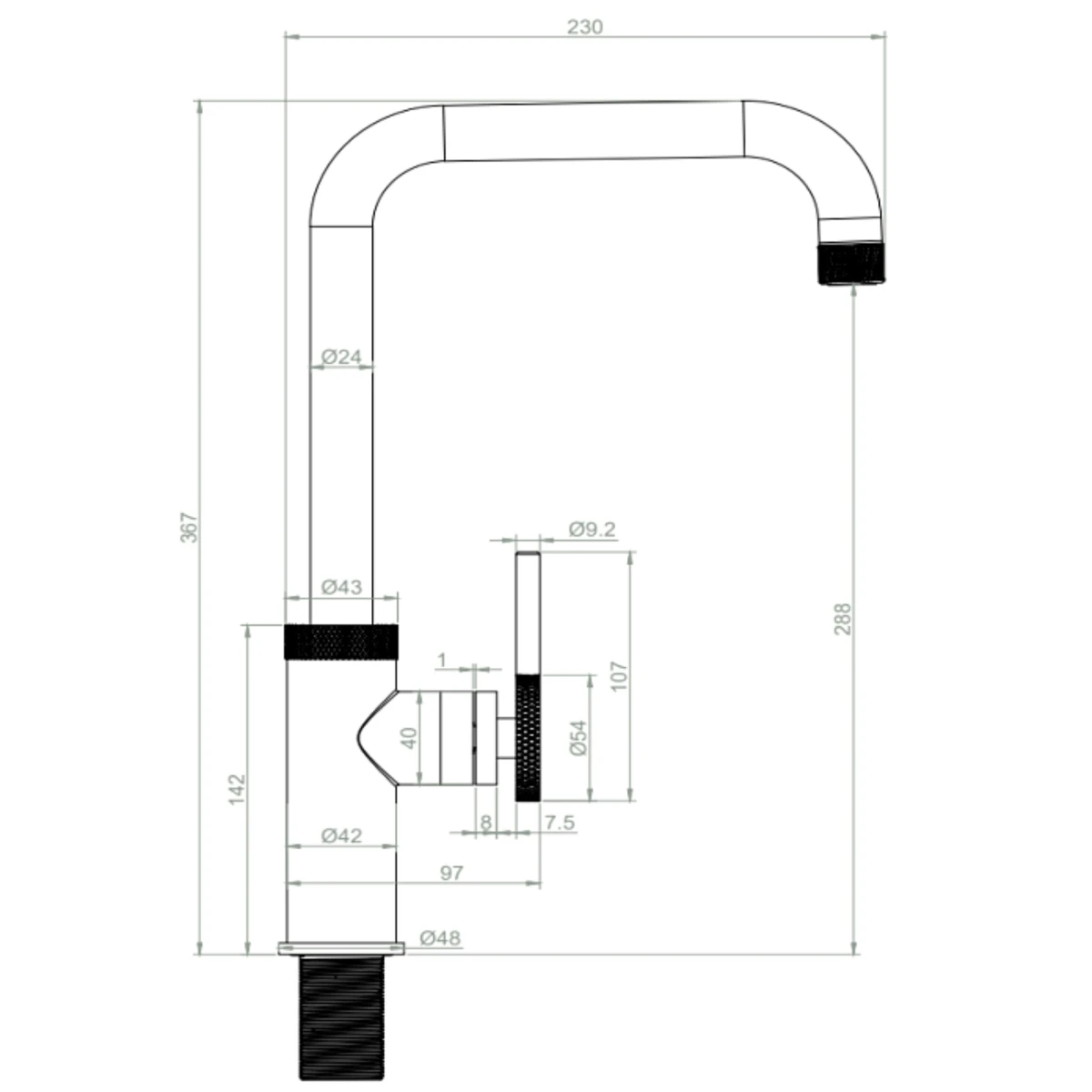 Ceki Industrial Style Kitchen Tap - Matt Black 3 Ceki Industrial Style Kitchen Tap - Matt Black - Image 3