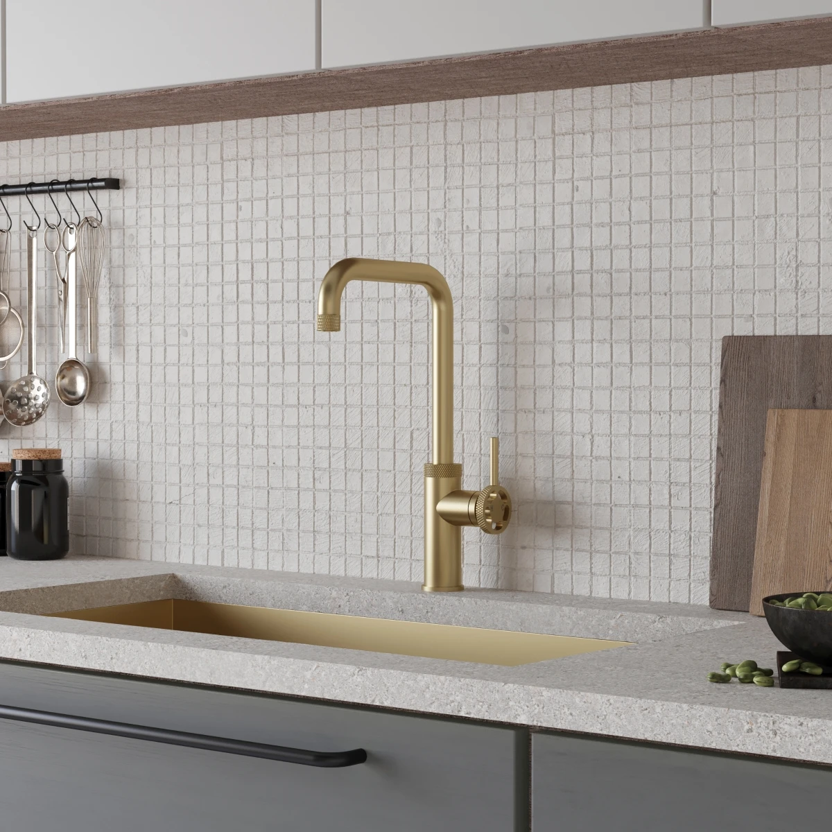Ceki Industrial Style Kitchen Tap Brushed Brass 2 Ceki Industrial Style Kitchen Tap Brushed Brass - Image 2