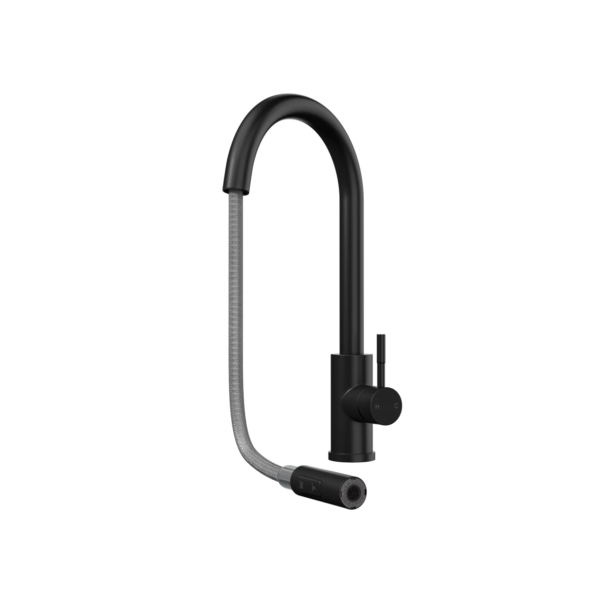 Ceki Matt Black Kitchen Sink Mixer With Pull-Out Hose And Spray Head 2 Ceki Matt Black Kitchen Sink Mixer With Pull-Out Hose And Spray Head - Image 2