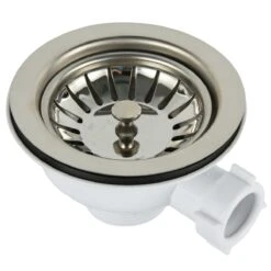 Ceki Basket Strainer With Rectangular Overflow Chrome Finish
