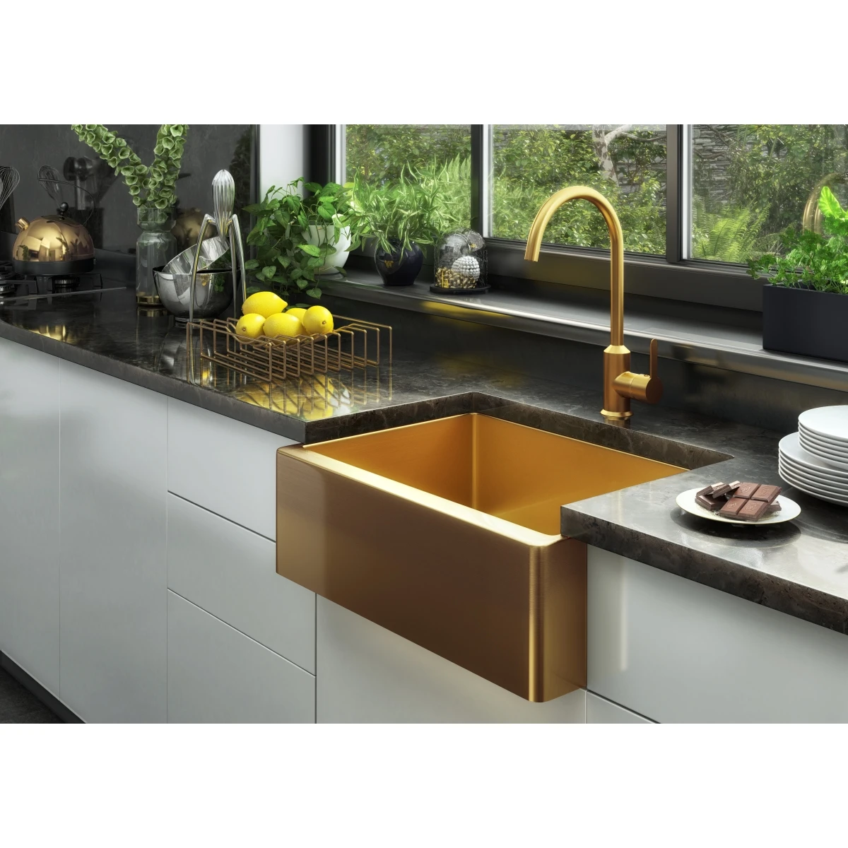 Ceki 1 Bowl Belfast Style Sink- Gold 2 Ceki 1 Bowl Belfast Style Sink- Gold - Image 2