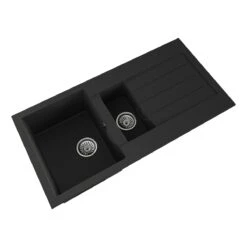 Ceki Black Comite 1.5 Bowl Kitchen Sink And Drainer 1000 X 500mm Left Or Right Handed Supplied With Chrome Basket Strainer Wastes 5 Ceki Black Comite 1.5 Bowl Kitchen Sink And Drainer 1000 X 500mm Left Or Right Handed Supplied With Chrome Basket Strainer Wastes -Bathroom Product Shop GPID 1100763066 IMG 02