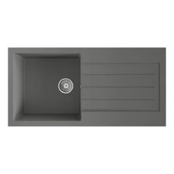 Ceki Grey Comite Single Bowl Kitchen Sink And Drainer 1000 X 500mm Left Or Right Handed Supplied With Chrome Basket Strainer Waste
