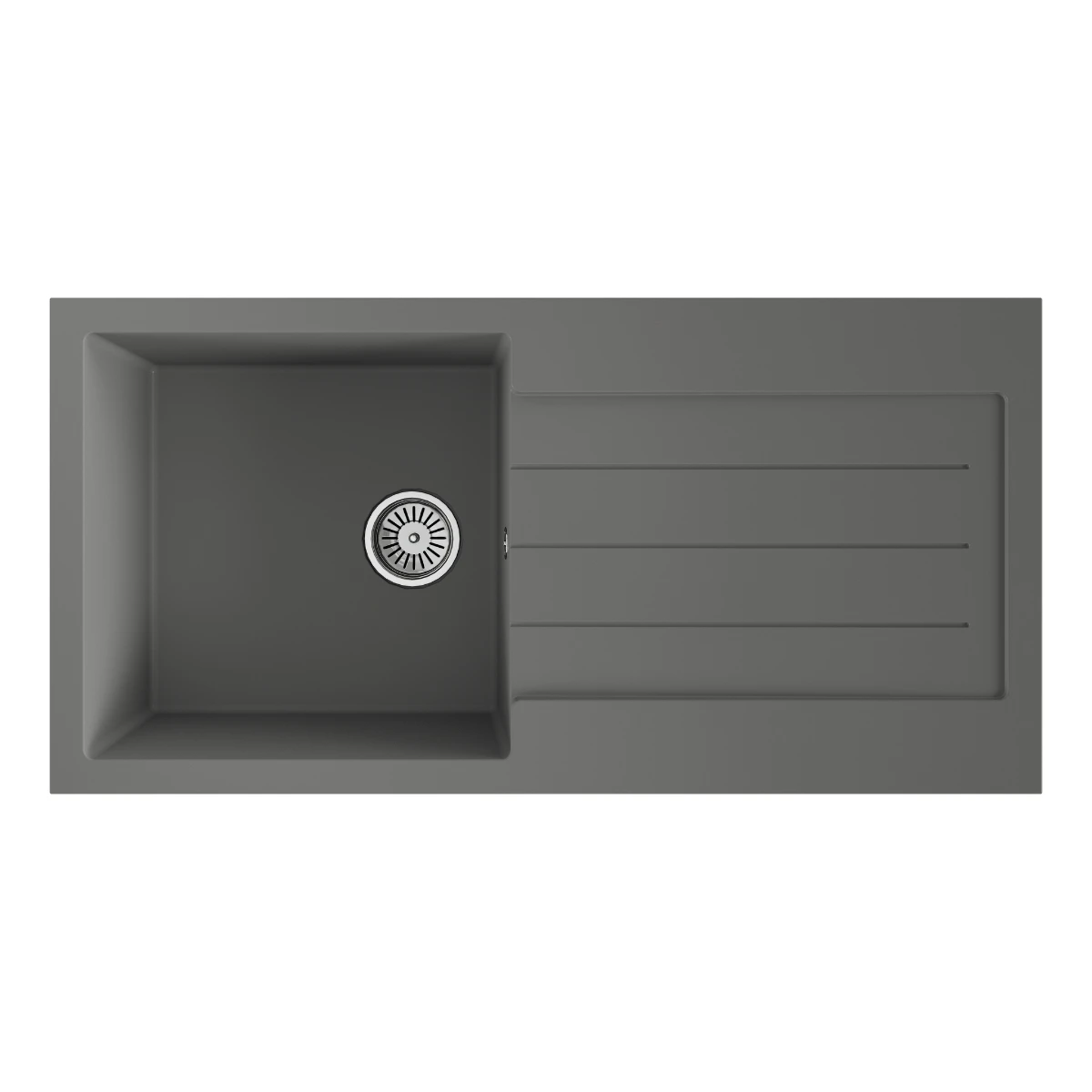 Ceki Grey Comite Single Bowl Kitchen Sink And Drainer 1000 X 500mm Left Or Right Handed Supplied With Chrome Basket Strainer Waste 1 Ceki Grey Comite Single Bowl Kitchen Sink And Drainer 1000 X 500mm Left Or Right Handed Supplied With Chrome Basket Strainer Waste