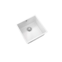 Ceki Matt White Comite Single Bowl Inset Or Undermounted Kitchen Sink Over Size 440x440x211mm Supplied With Chrome Basket Strainer Waste 5 Ceki Matt White Comite Single Bowl Inset Or Undermounted Kitchen Sink Over Size 440x440x211mm Supplied With Chrome Basket Strainer Waste -Bathroom Product Shop GPID 1100763071 IMG 02