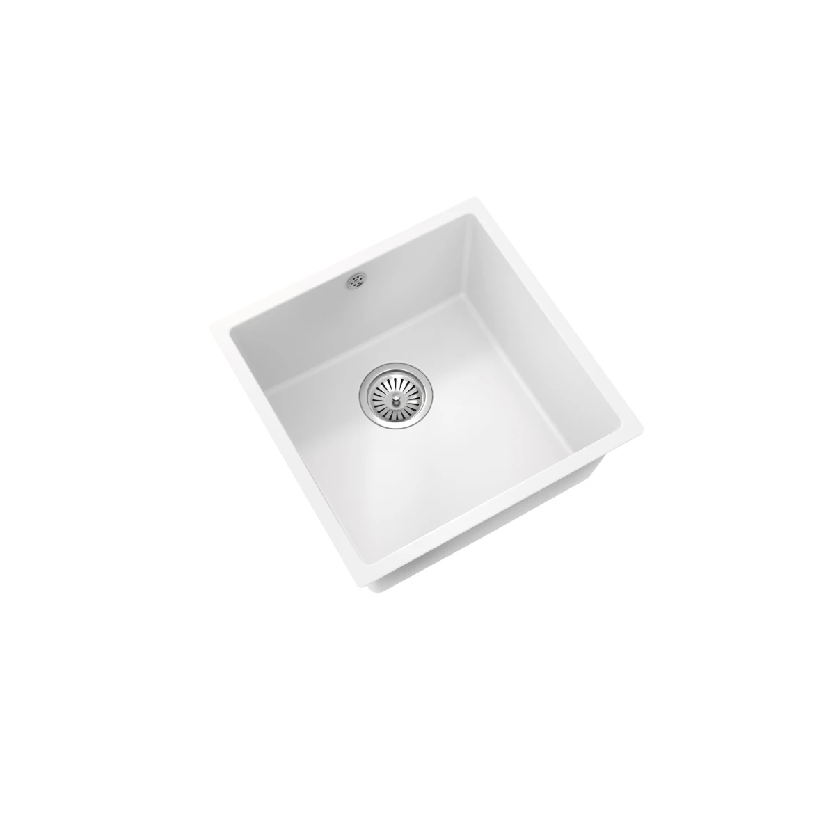 Ceki Matt White Comite Single Bowl Inset Or Undermounted Kitchen Sink Over Size 440x440x211mm Supplied With Chrome Basket Strainer Waste 3 Ceki Matt White Comite Single Bowl Inset Or Undermounted Kitchen Sink Over Size 440x440x211mm Supplied With Chrome Basket Strainer Waste - Image 3