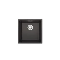 Ceki Black Comite Single Bowl Inset Or Undermounted Kitchen Sink Over Size 440x440x211mm Supplied With Chrome Basket Strainer Waste