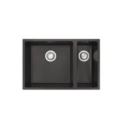 Ceki Black Comite 1.5 Bowl Inset Or Undermounted Kitchen Sink Over Size 670x440x206mm Supplied With Chrome Basket Strainer Wastes