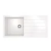 Ceki Matt White Comite Single Bowl Kitchen Sink And Drainer 1000 X 500mm Left Or Right Handed Supplied With Chrome Basket Strainer Waste