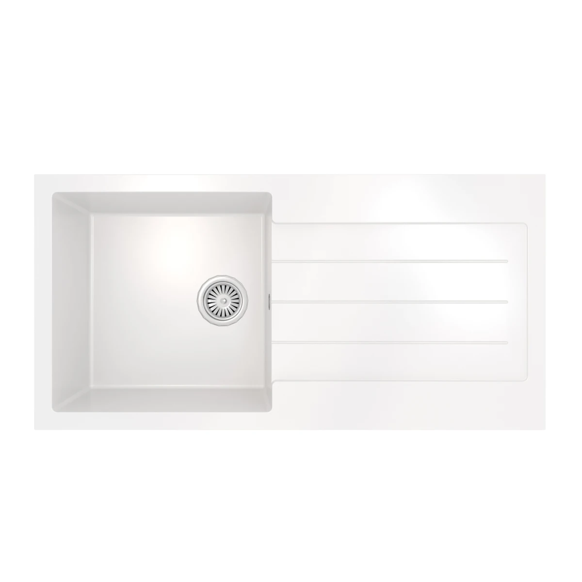 Ceki Matt White Comite Single Bowl Kitchen Sink And Drainer 1000 X 500mm Left Or Right Handed Supplied With Chrome Basket Strainer Waste 1 Ceki Matt White Comite Single Bowl Kitchen Sink And Drainer 1000 X 500mm Left Or Right Handed Supplied With Chrome Basket Strainer Waste