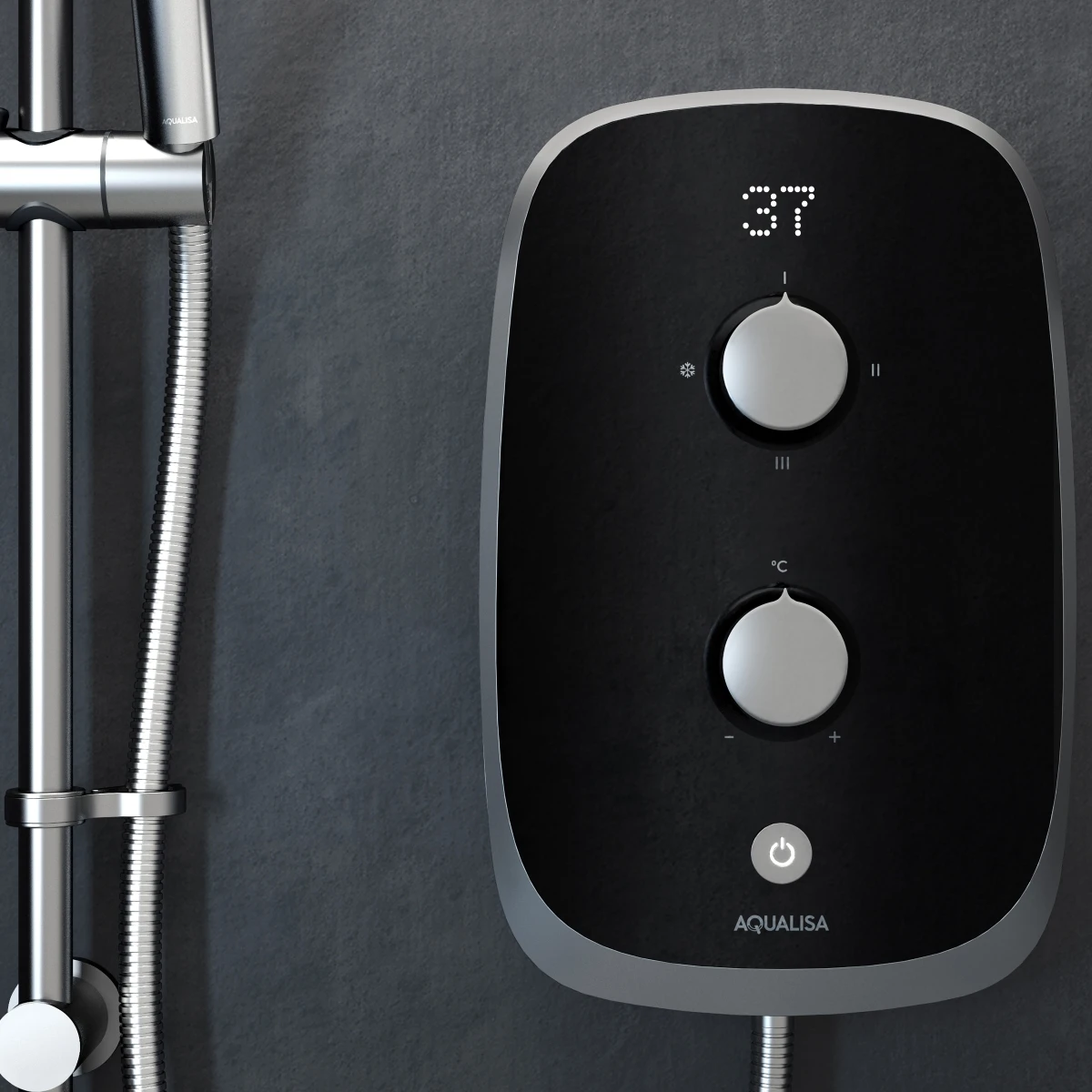 Aqualisa Evolve Electric Shower Black/Satin Silver 8.5kW VOTZ25 4 Aqualisa Evolve Electric Shower Black/Satin Silver 8.5kW VOTZ25 - Image 4