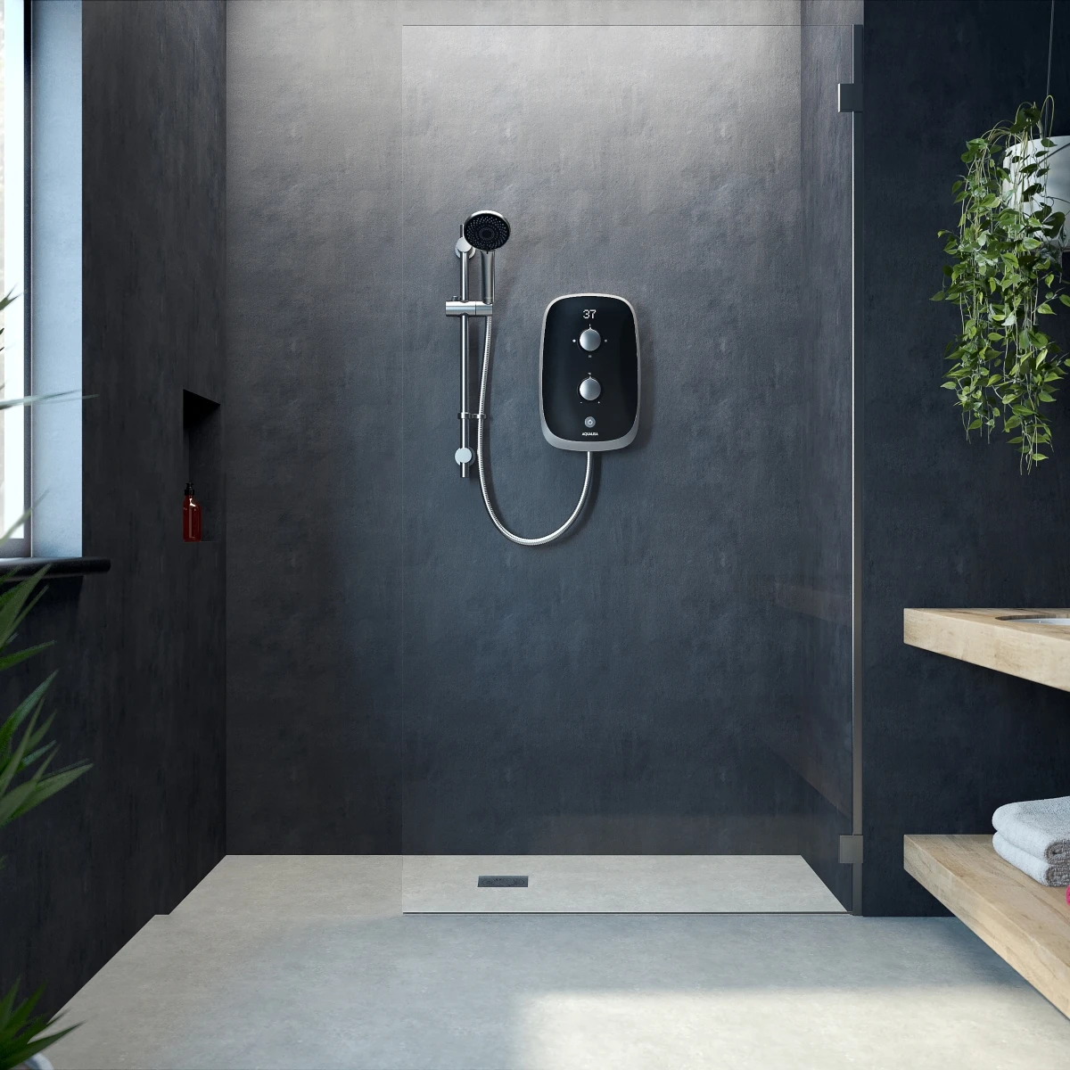 Aqualisa Evolve Electric Shower Black/Satin Silver 9.5kW VOTZ26 2 Aqualisa Evolve Electric Shower Black/Satin Silver 9.5kW VOTZ26 - Image 2